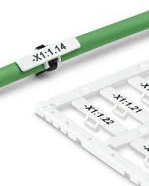 UCT-WMTBA Self-Adhesive Cable Marker, 23mm x 4mm, White Polyester Label with Black Text, Oil and Solvent Resistant