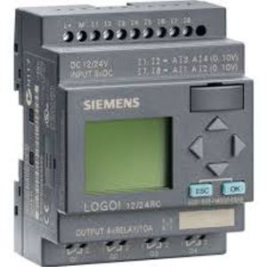  Siemens LOGO! 24RC Programmable Logic Controller, 24V AC/DC Power Supply, 8 Digital Inputs, 4 Relay Outputs, Integrated Display